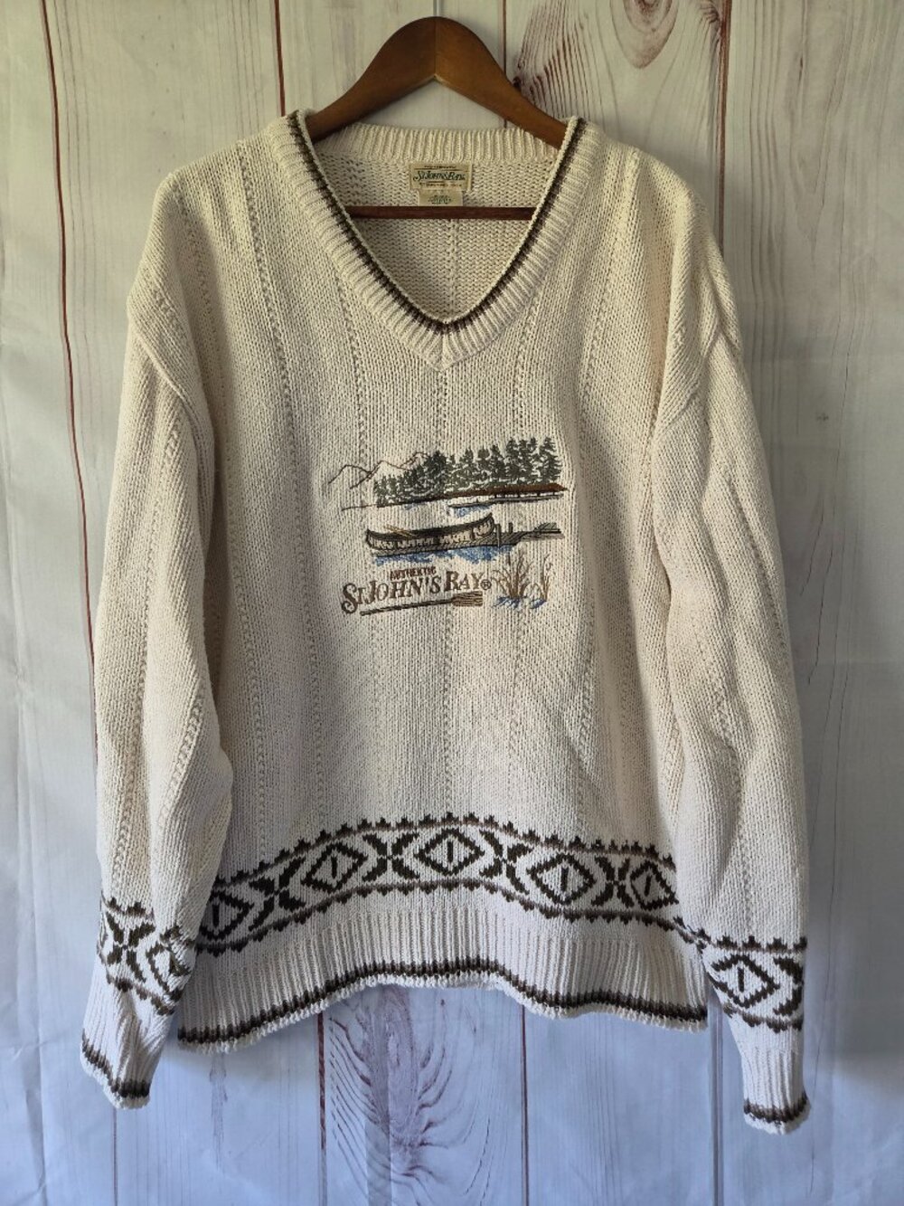 St. Johns Bay Knit Sweater, Men’s XL. Vintage 90’s textured knit “cabin core”